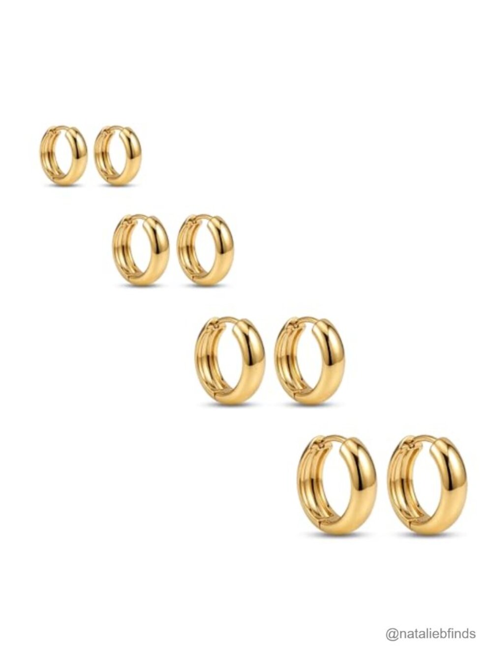 4 Pairs Gold Plated Huggie Hoop Earrings Set Hypoallergenic Stack Earrings for